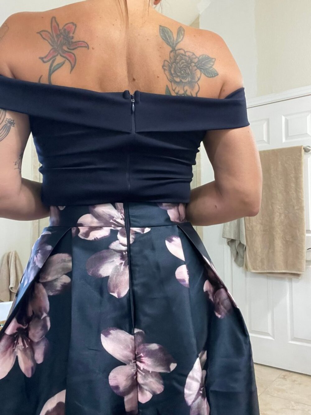 X Paris Navy Floral Midi Dress - Picture 6 of 9